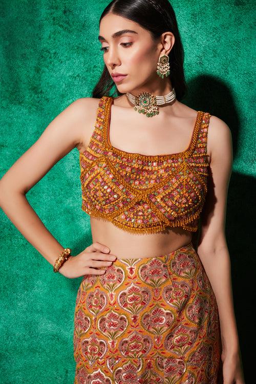 Mermaid Lehenga in Multicolour Embroidery