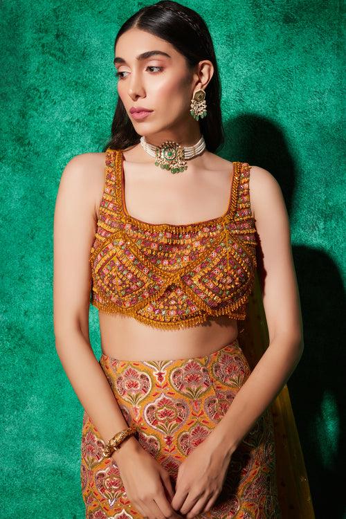 Mermaid Lehenga in Multicolour Embroidery