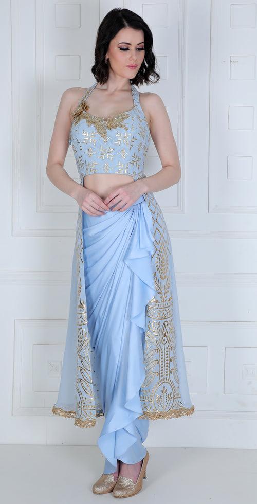 Drape Skirt Set in Indo-Western Style