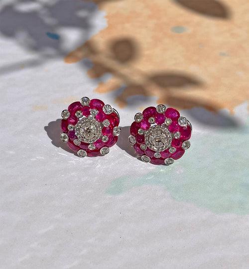 Ruby Floral Studs