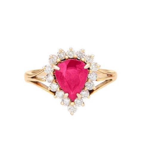 Pear Ruby Ring