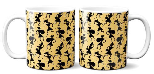 6thCross "worli black" printed Ceramic Tea and Coffee Mug | 11 Oz | Best Gift for Valentine Birthday  Aniiversary