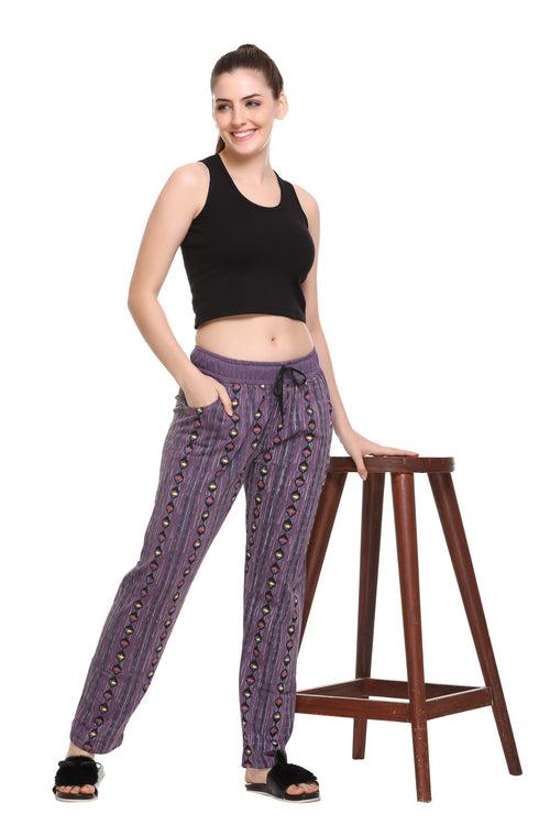 Cupid All Over Print Cotton Lounge Pants for Women (Lavender)