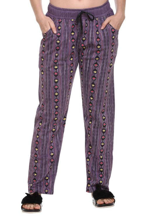 Cupid All Over Print Cotton Lounge Pants for Women (Lavender)