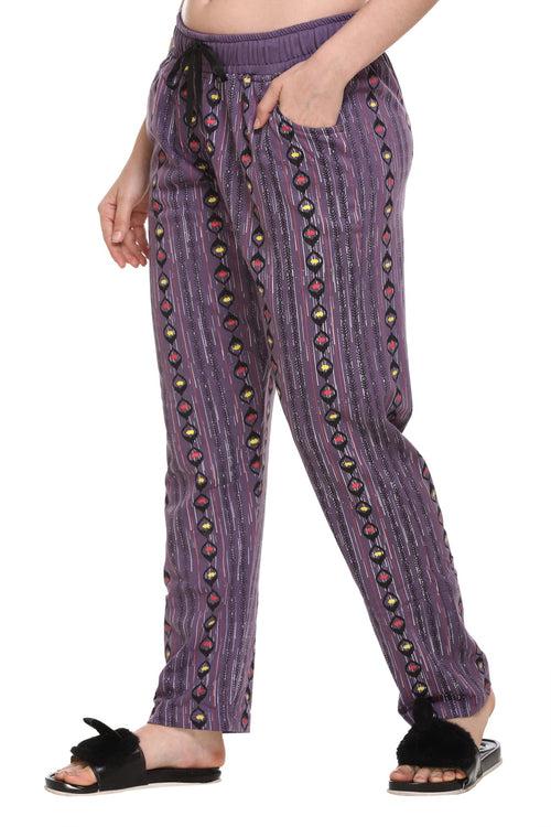 Cupid All Over Print Cotton Lounge Pants for Women (Lavender)