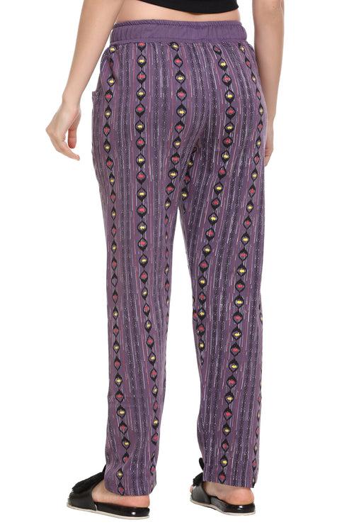 Cupid All Over Print Cotton Lounge Pants for Women (Lavender)