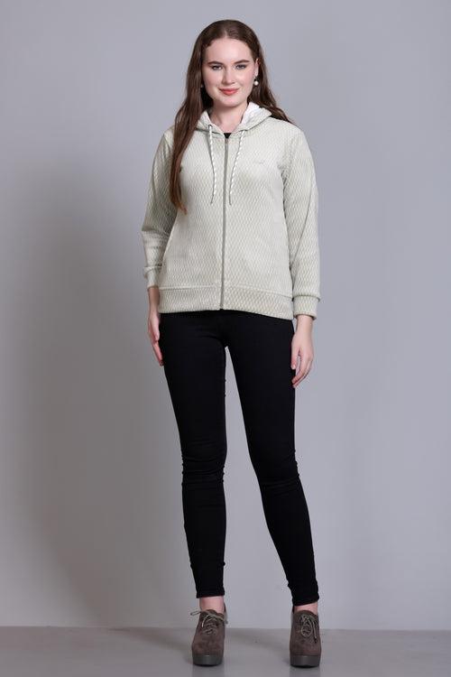 Winter Wear Cotton Fleece Jacket-Seladon