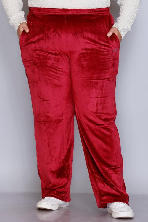 Winter Cotton Velvet Pyjamas For Women - Maroon