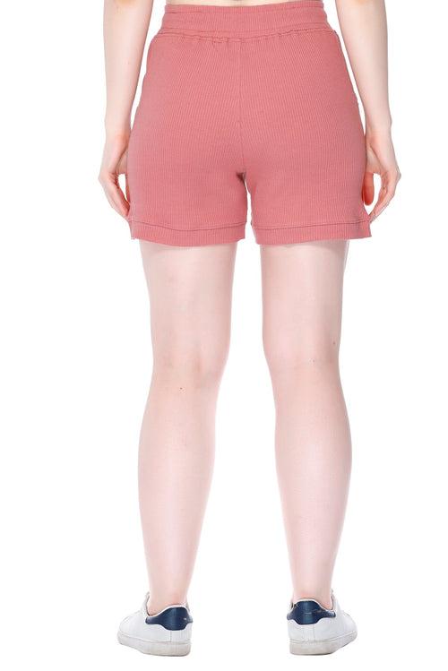 Cotton Shorts For Women - Plain Bermuda Combo (Rosy Pink/Mango)