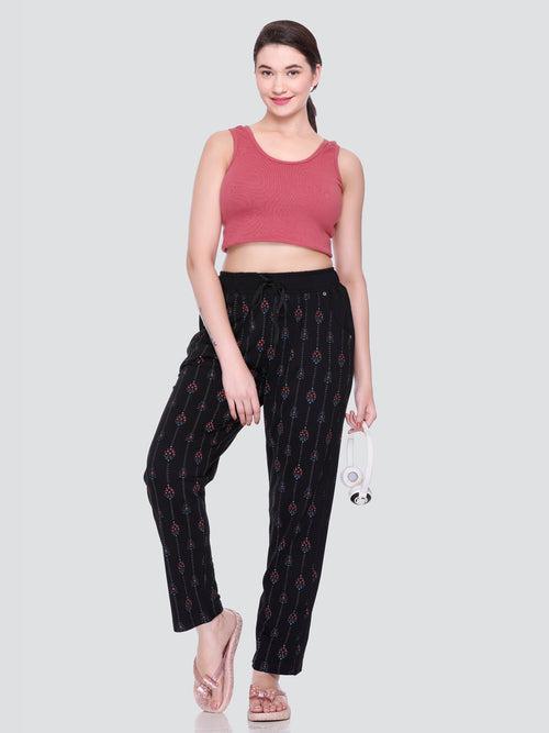 Cupid All Over Print Cotton Lounge Pants for Women ( Black)