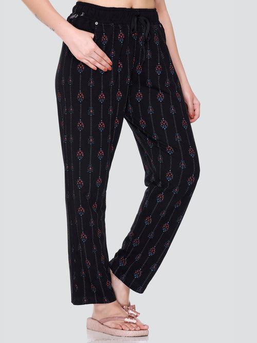 Cupid All Over Print Cotton Lounge Pants for Women ( Black)