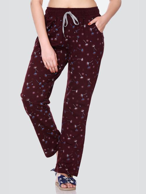 Cupid All Over Print Cotton Lounge Pants for Women ( Wine)