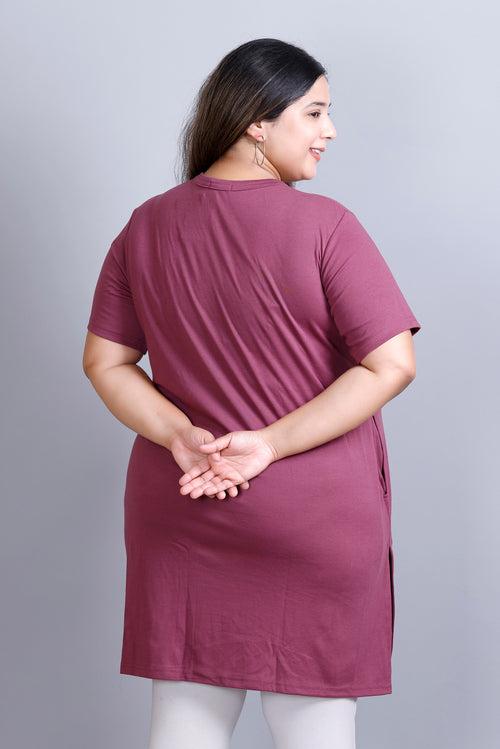 Long Line Mauve Top For Women - Plus Size