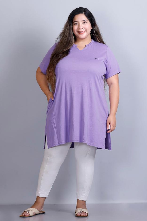 Long Line Lilac Blush Top For Women - Plus Size