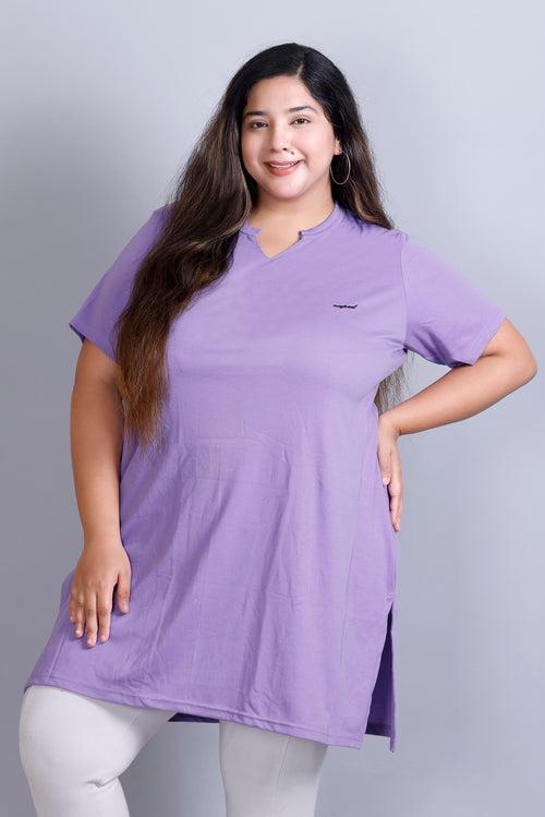 Long Line Lilac Blush Top For Women - Plus Size