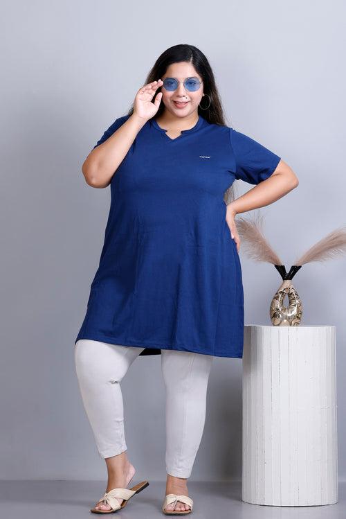 Long Line Prime Blue Top For Women - Plus Size