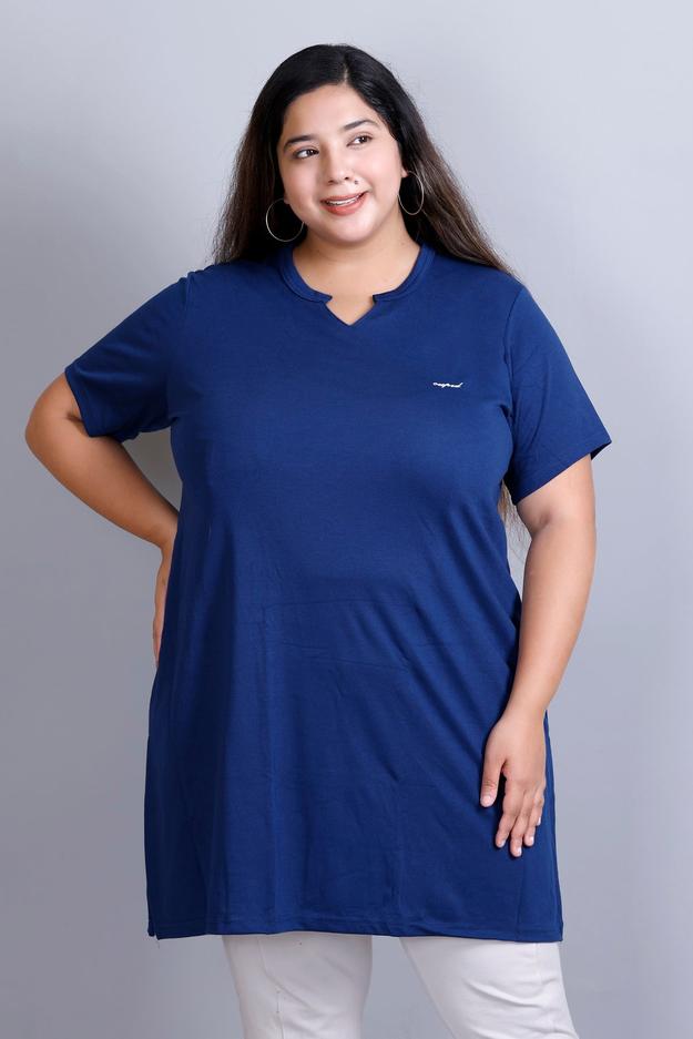 Long Line Prime Blue Top For Women - Plus Size