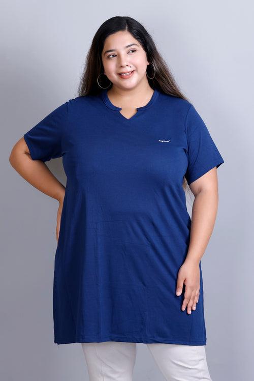 Long Line Prime Blue Top For Women - Plus Size