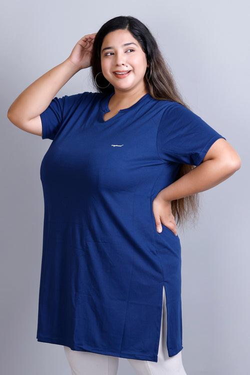 Long Line Prime Blue Top For Women - Plus Size