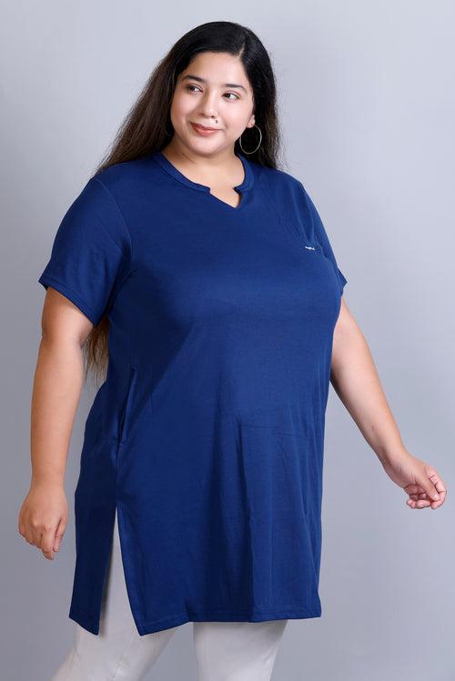 Long Line Prime Blue Top For Women - Plus Size