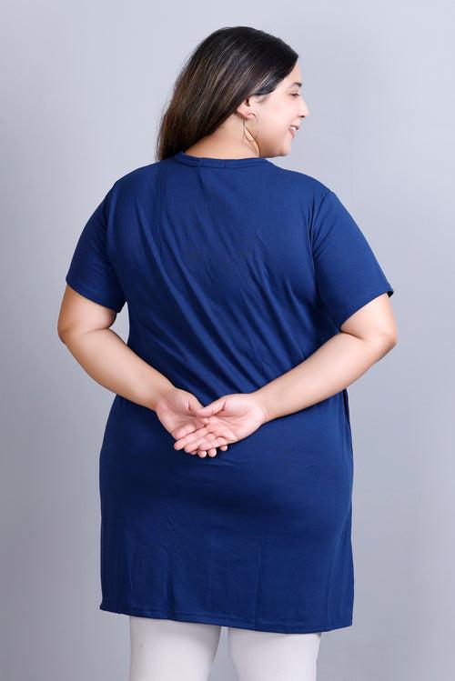 Long Line Prime Blue Top For Women - Plus Size