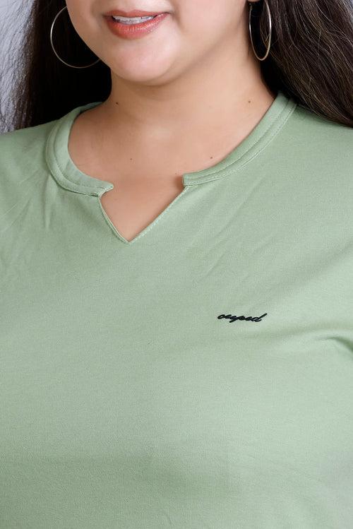 Long Line Sea Green Top For Women - Plus Size