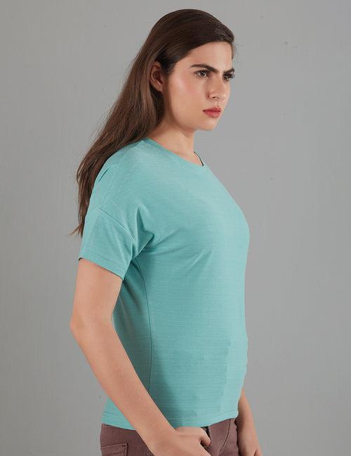 Women Plain Short T-shirts -Sage