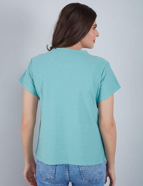 CUPID Plain Summers Cotton T-Shirt For Women/Girls (Teal)