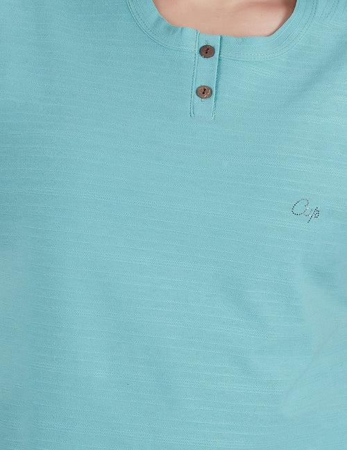 CUPID Plain Summers Cotton T-Shirt For Women/Girls (Teal)
