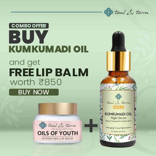 Teal & Terra Kumkumadi Oil 30ml Night Serum with Free Lip Balm