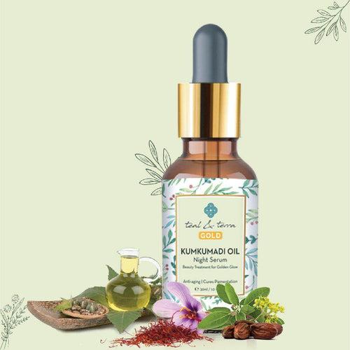 Teal & Terra Kumkumadi Oil 30ml Night Serum with Free Lip Balm