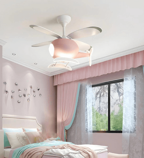 Pink Kid's Room Chandelier Ceiling Fan with Remote Control