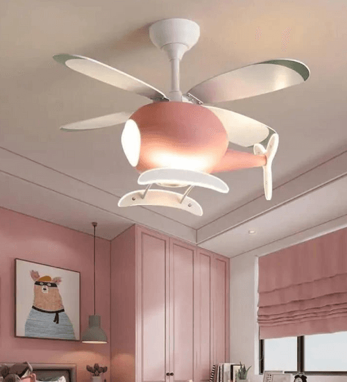 Pink Kid's Room Chandelier Ceiling Fan with Remote Control