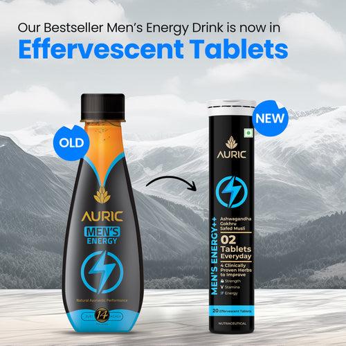 Men's Energy ++ Effervescent Tablets for Strength, Stamina and Performance - Drop Fizz & Drink