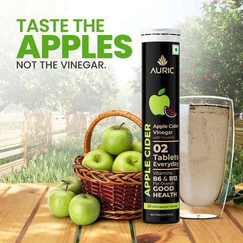 Auric Apple Cider Vinegar Effervescent Tablets with Vitamins - Drop Fizz & Drink