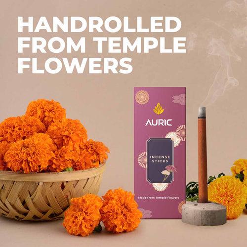 Bamboo less Dhoop Sticks (20 Natural Incense Sticks) made from Temple Flowers