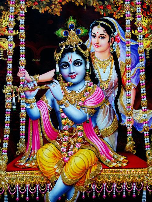 Poster of Radhe Krishna in Yellow along with Radha with Gold detailing