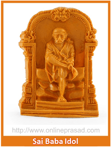 Sitting Sai Baba With Decorated Frame Idol