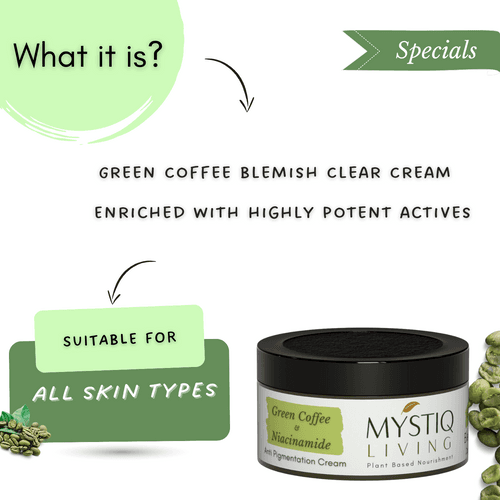 Green Coffee Blemish Clear Cream for Dark Spots and Brighten Skin - Pigmentation Removal Cream