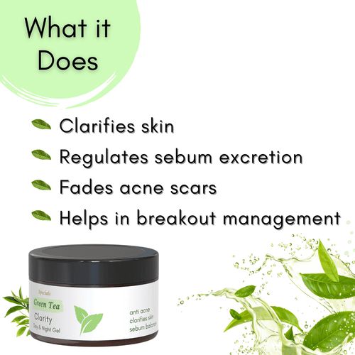 Green Tea Clarity Face Pack and Gel Cream for for Anti Acne Pimple Treatment | Clarifies Skin, Removes Acne Marks