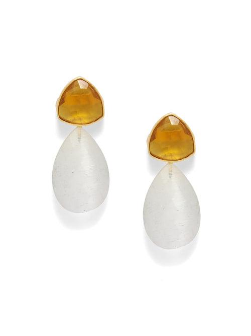 Sterling Silver Gold plated, faceted Citrine and faceted Moonstone earrings.