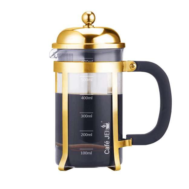 Cafe JEI Classic French Press Coffee and Tea Maker 600ml (Dome, Gold)