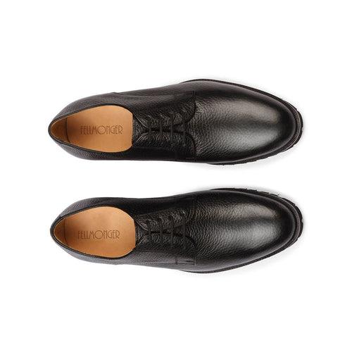 Black Extralight Soft Milled Leather Derby With Commando Rubber Sole