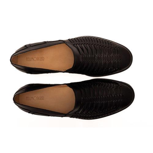 Black Handwoven Slipon Sandals