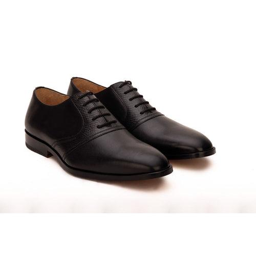 Black Saddle Oxford With Hatch Grain Detail