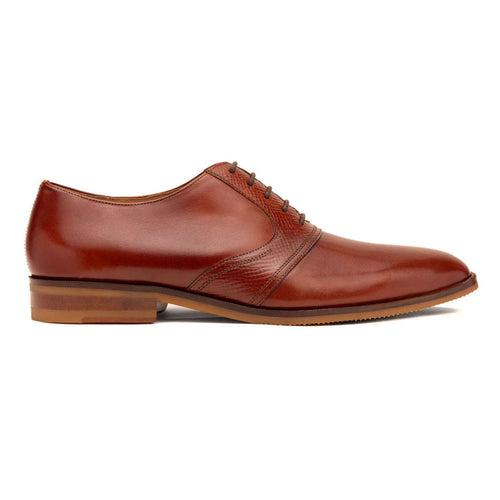 Cognac Hatch Grain Saddle Oxford