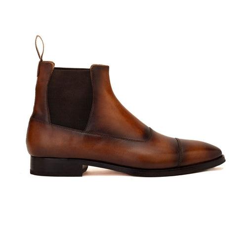 Dark Tan Patina Toecap Chelsea Boot