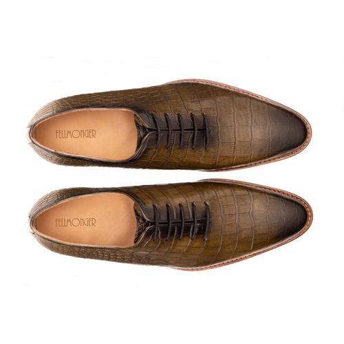 Olive Croco Patina Wholecut Oxford