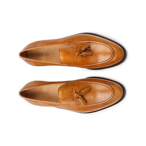 Tan Tassel Loafer With Piping Modern Detail