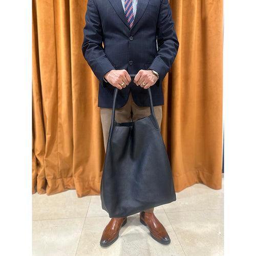 Black Milled Unlined Man Bag